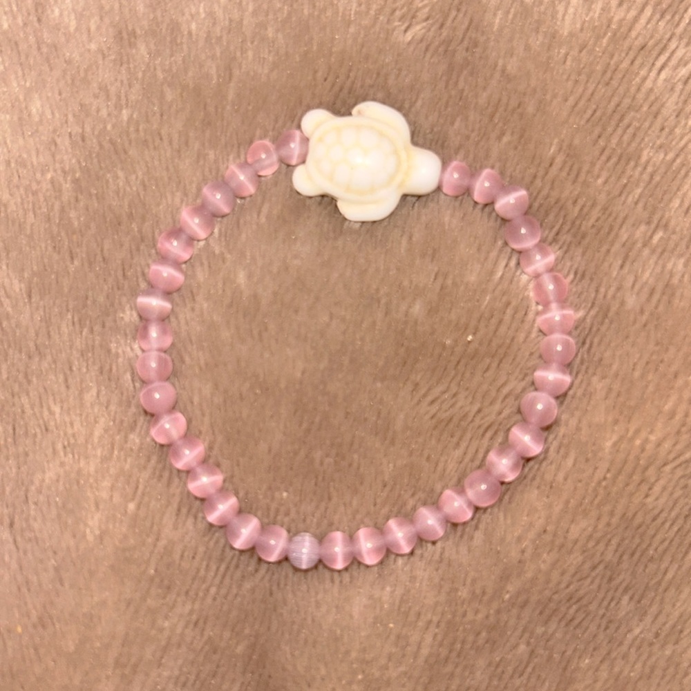⭐️Handmade KIDS turtle and pink tigers eye bracelet 💕🐅